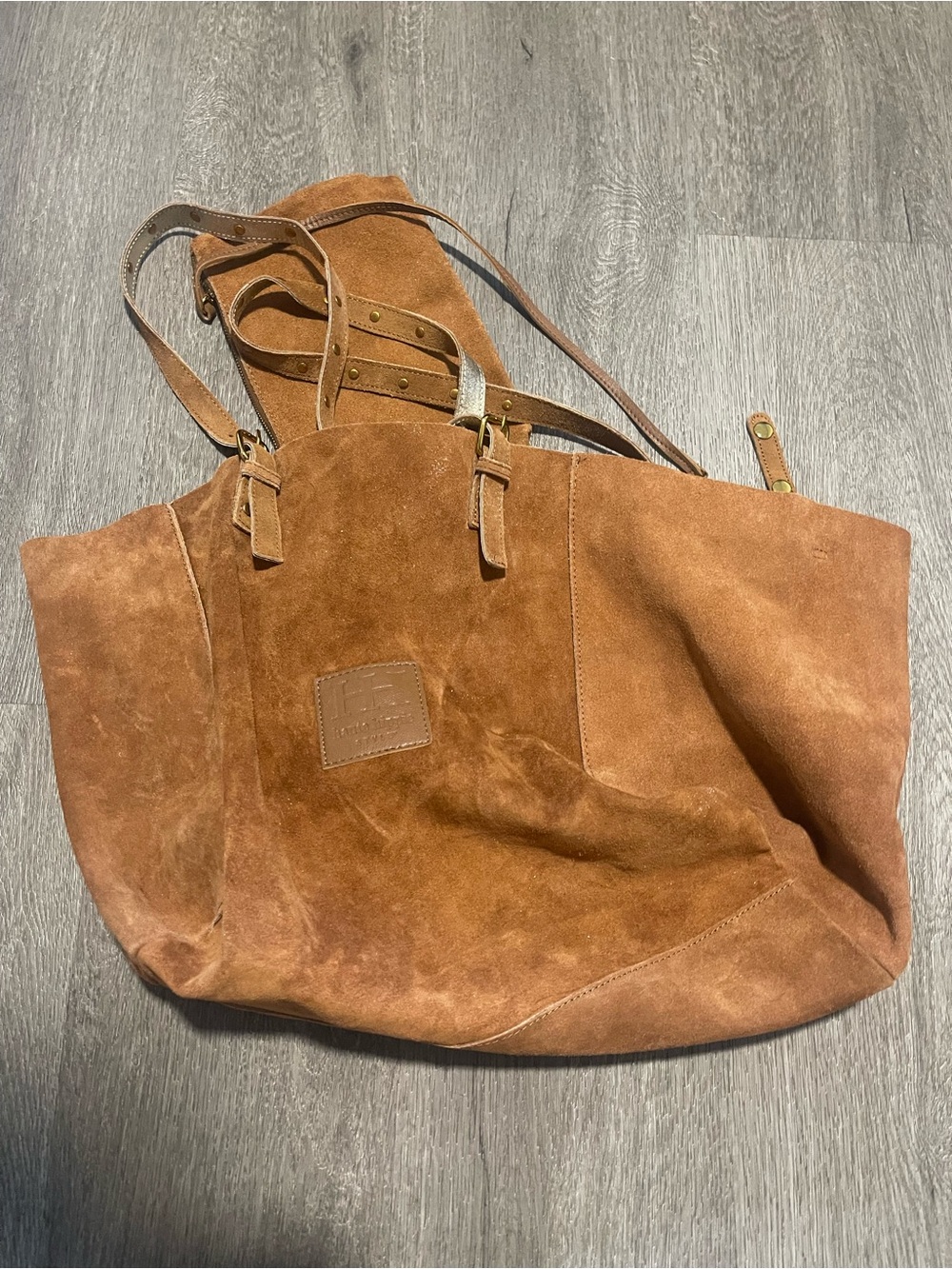 Haute Hippie Suede Tote in Cognac Brown